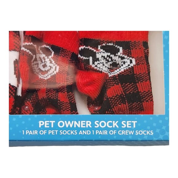 Disney Mickey Mouse Pet Owner Sock Pair Gift Set Red Buffalo Check - Picture 3 of 5